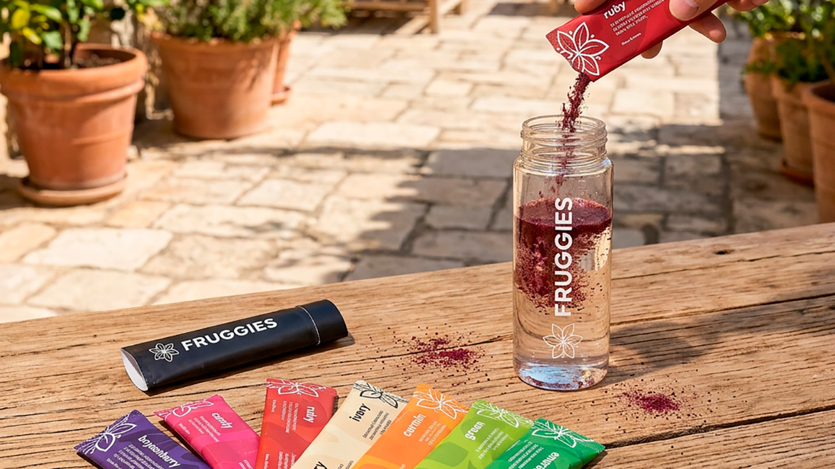 Préparation d'une boisson Fruggies en extérieur